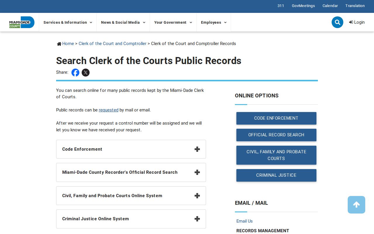 Hialeah criminal case records Miami-Dade Clerk gateway