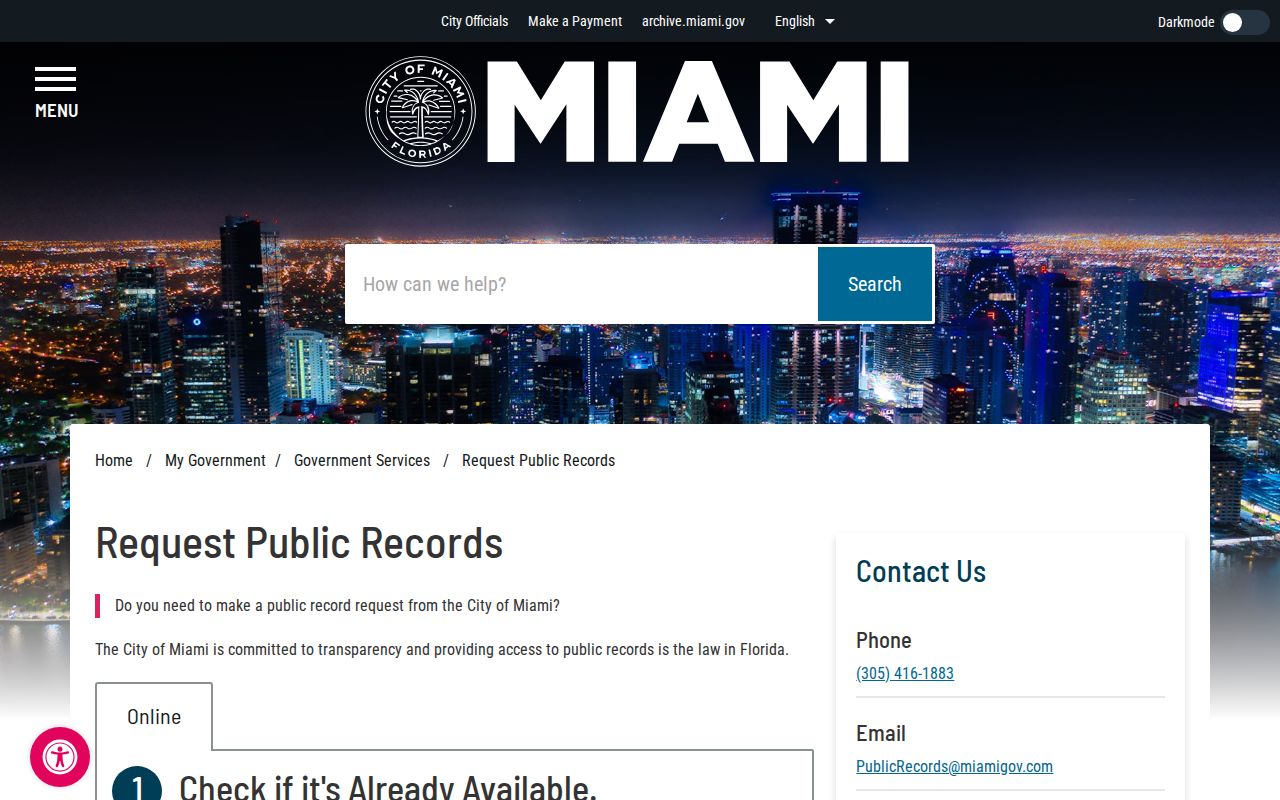 Miami criminal history public records request portal