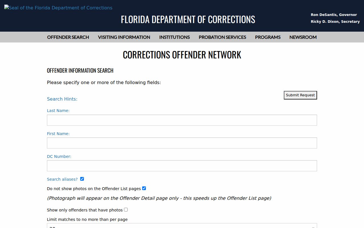 FDC Offender Search for Miami-Dade County criminal history
